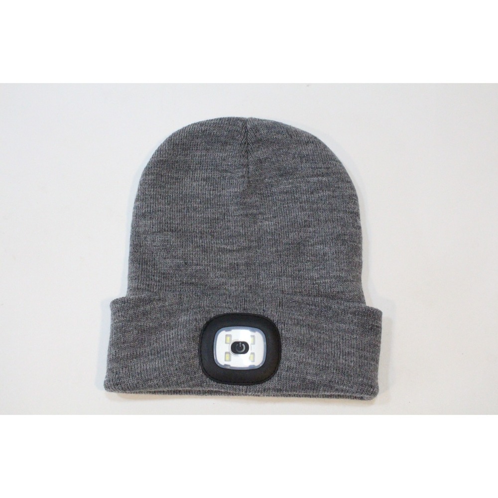 LED Lighted Beanie Hat Winter Cap Gray Knit Acrylic Etsfmoa Rechargable